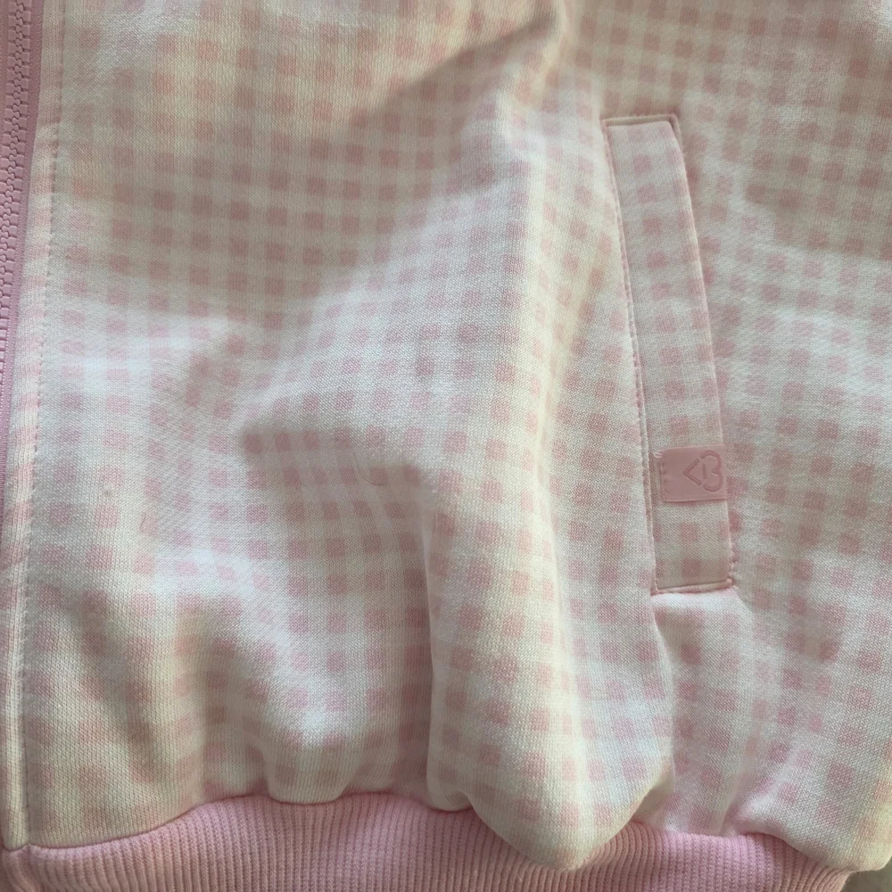 Target Blogilates Marshmallow Full Zip Hooded Sweatshirt Pink Gingham - Picture 5 of 7